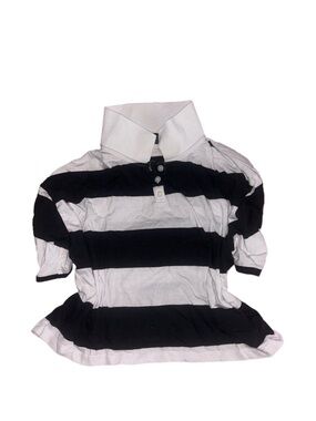 Forever 21 Black and White Striped Polo